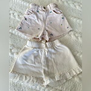 Zara Toddler Girl shorts bundle-Pink denim floral & beige short size 1 1/2 years